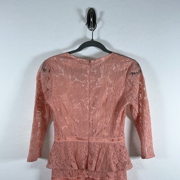 ALLISON New York Blush Lace Tiered 3/4 Sleeve Dress XS NWT - Picture 5 of 7